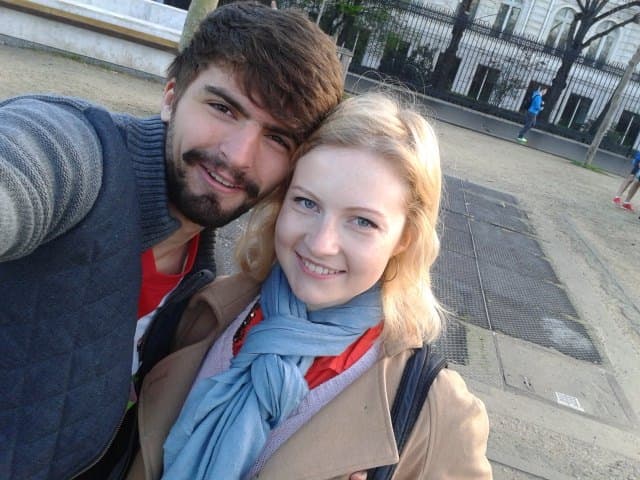 Antoine and Florentina before the Paris Marathon